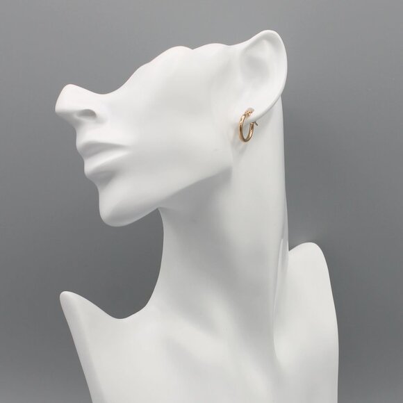 Jewelry earrings hoop hoops 15mm wide thin rose gold tone small elegant new - Picture 6 of 9